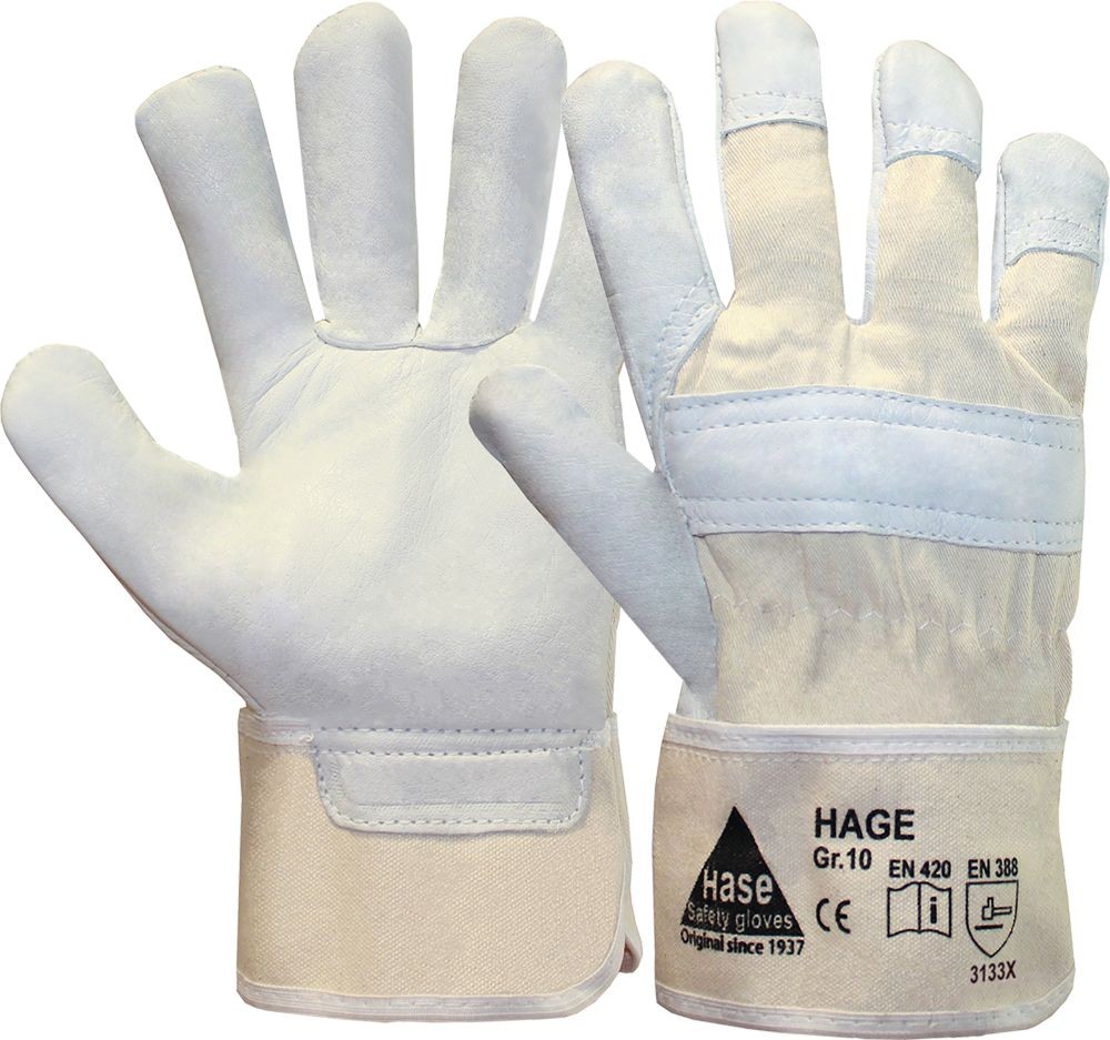 HAGE Leder-Arbeitshandschuh Kat II natur/beige Gr. 10