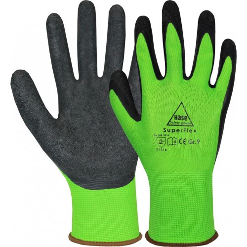 SUPERFLEX GREEN Montagehandschuh Latexschaum/Polyamid Gr. 09